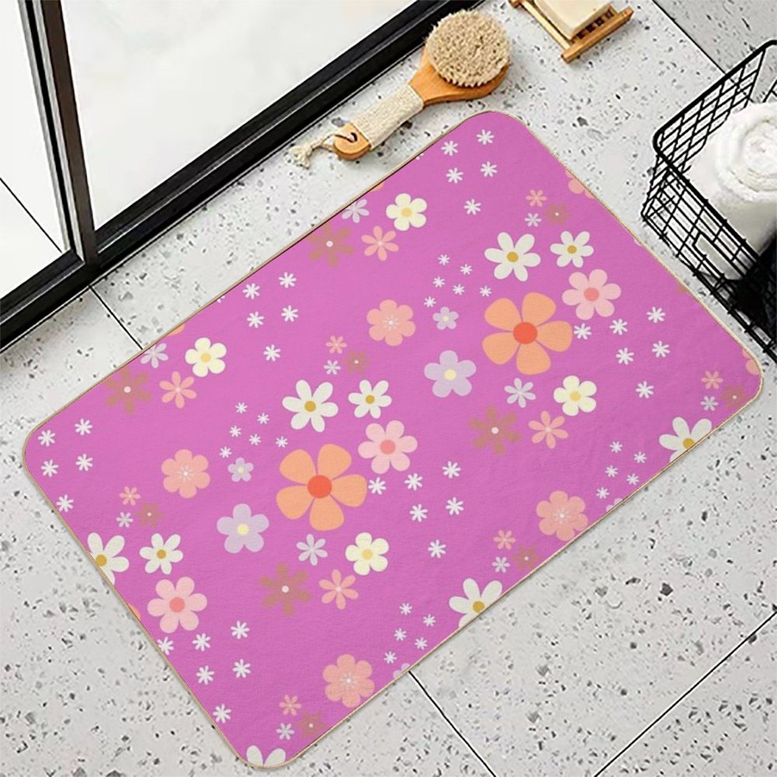 Wallpaper Frenzy Flower Power  Multi-Purpose Bath Mat