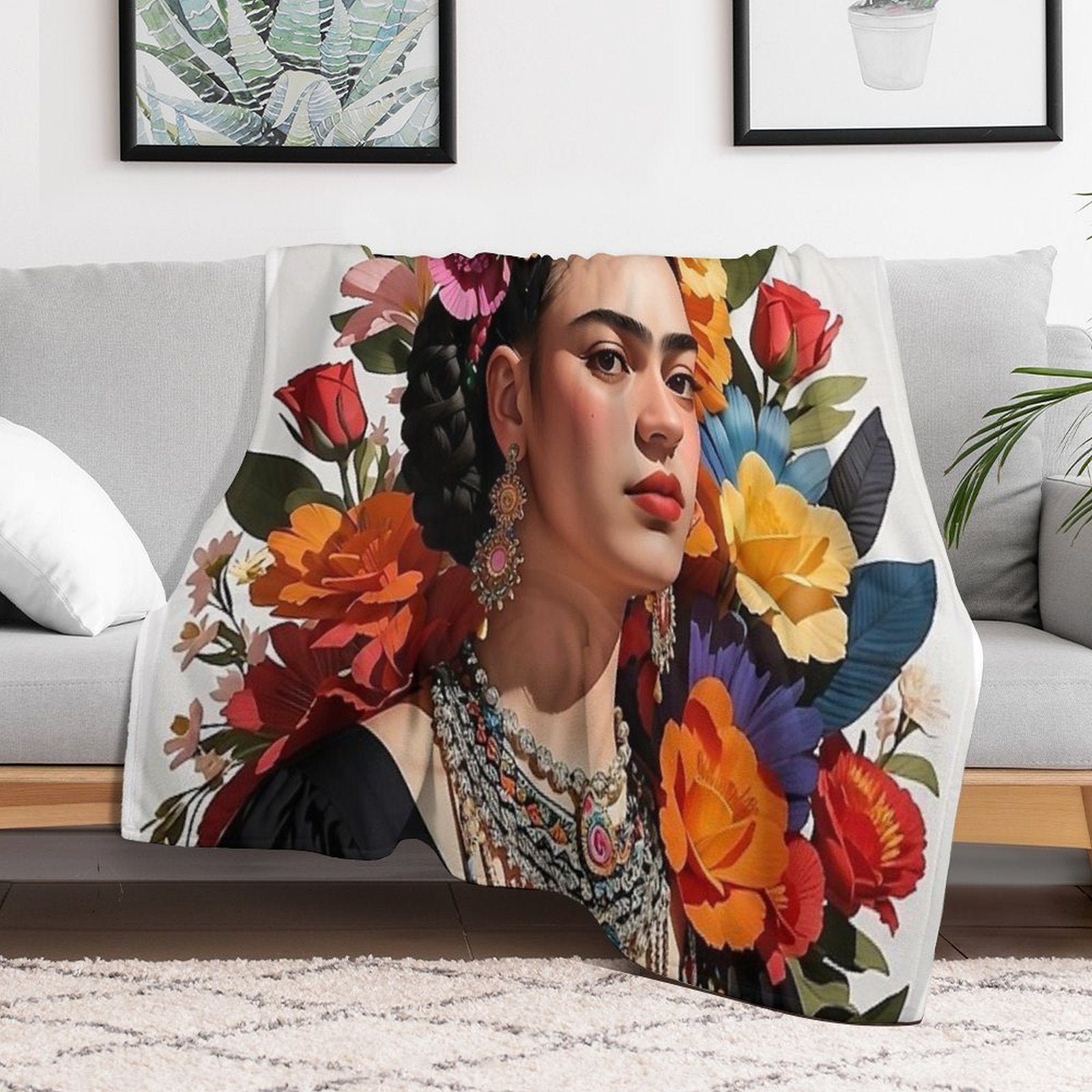 Frida Khalo All The Flowers- 1 Premium Throw Blanket
