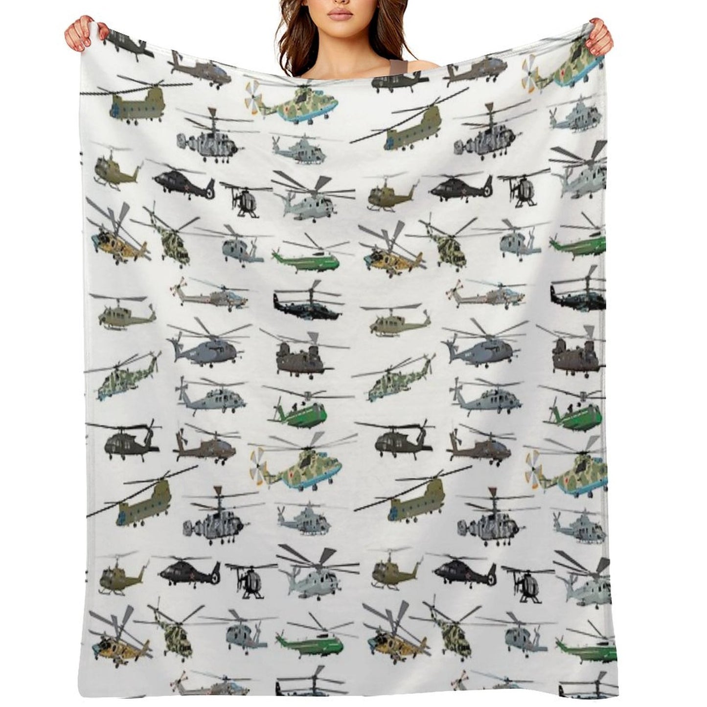 Modern Military Helicopters Wrinkle-free Throw Blanket