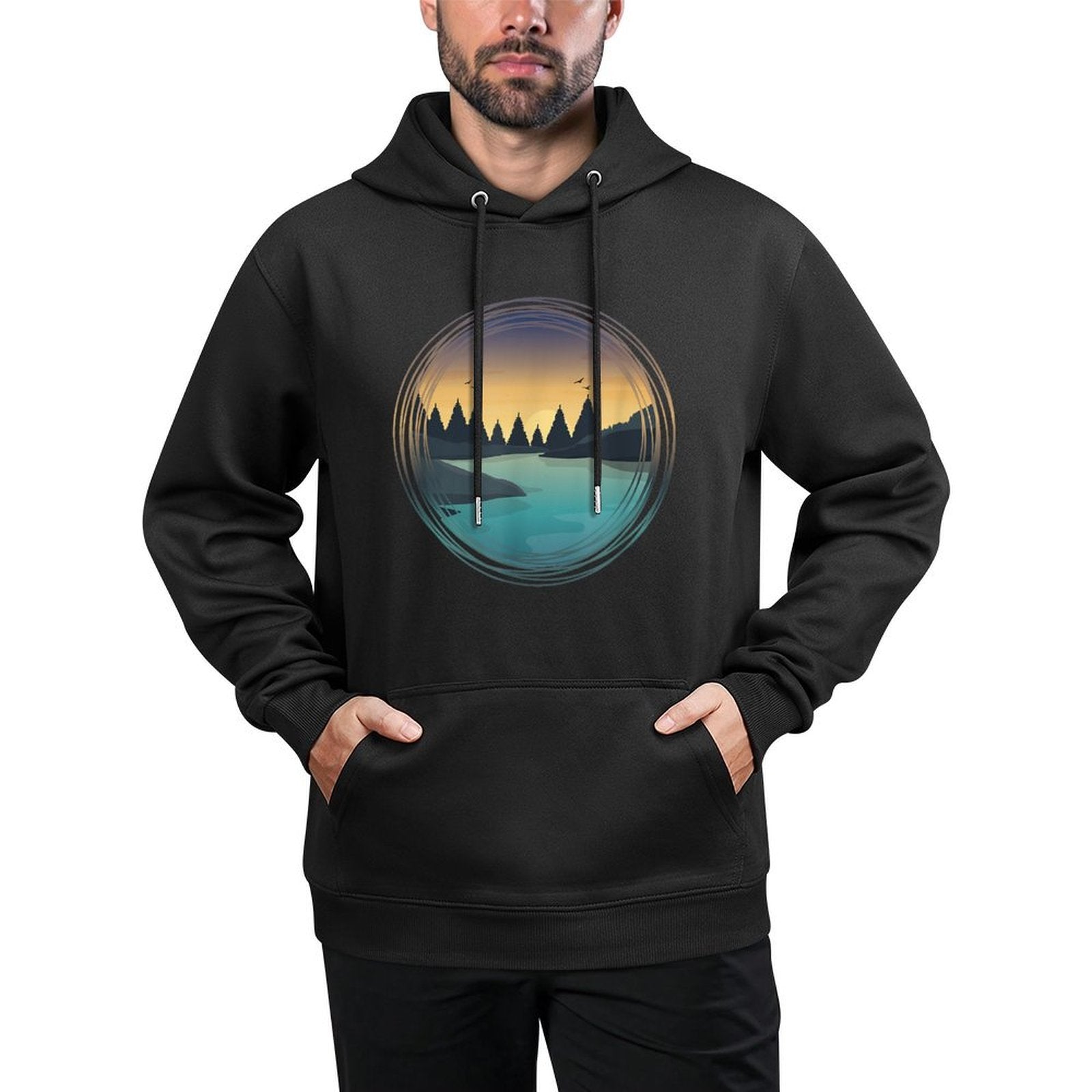 Trees River Sunset Landscape Moisture-Wicking Hoodie