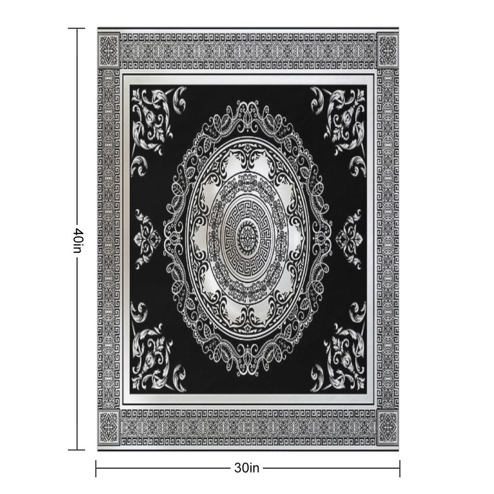 Baroque Ornate Cream And Black Greek Key Compact Throw Blanket