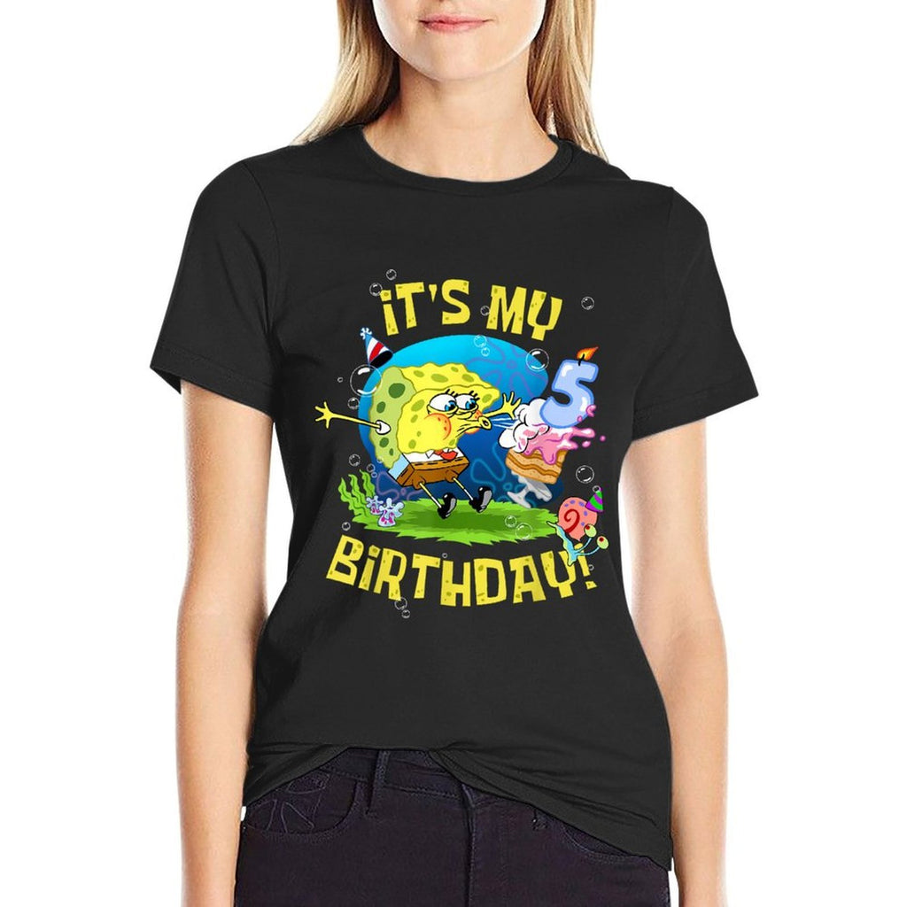 Mademark X SpongeBob SquarePants - Spongebob It's My 5th Birthday Cake B-Day Kids Spongebob  Easy-care T-Shirt