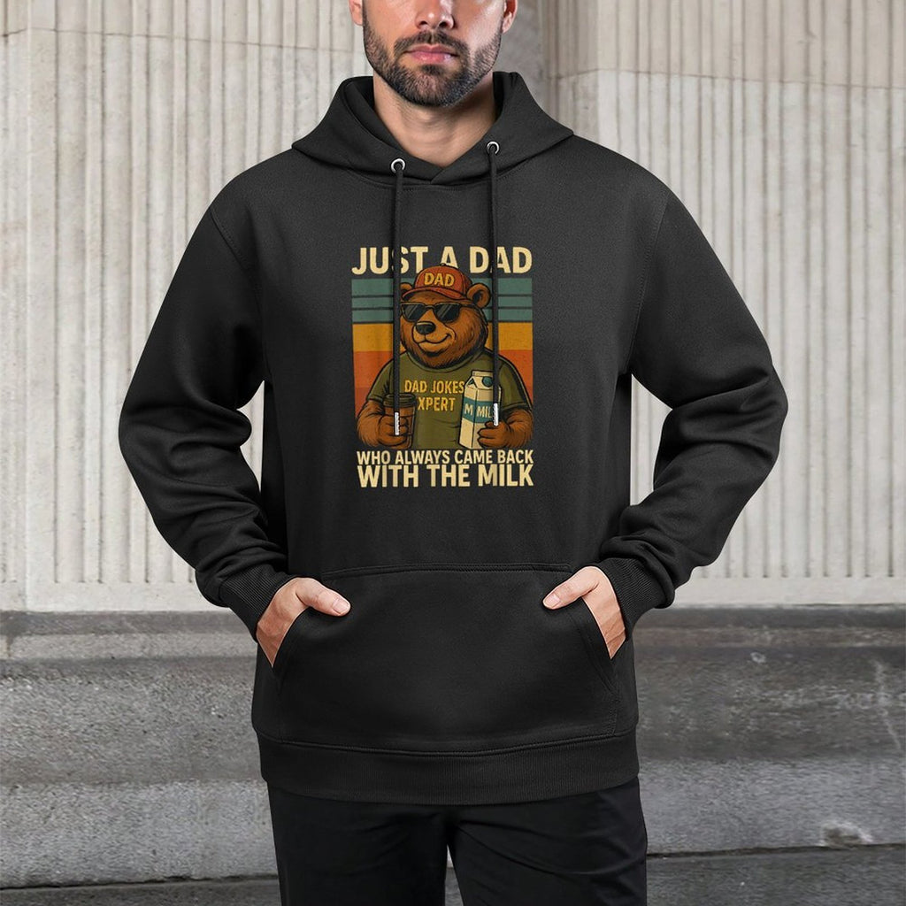 Just A Dad Who Always Came Back With The Milk, Father's Day Cotton-Polyester Blend Hoodie