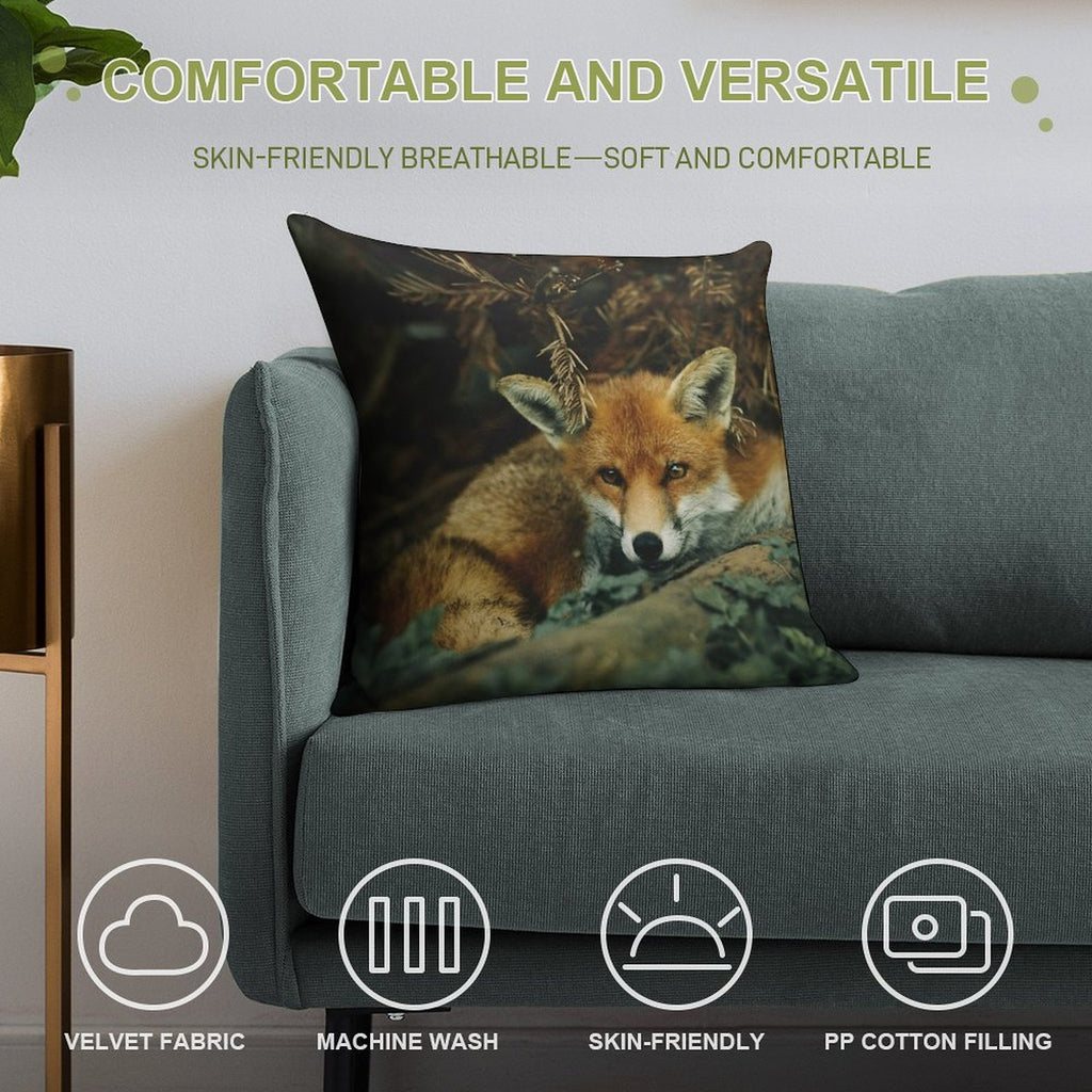Red Fox in The Forest Soft Style Accent Throw Pillow