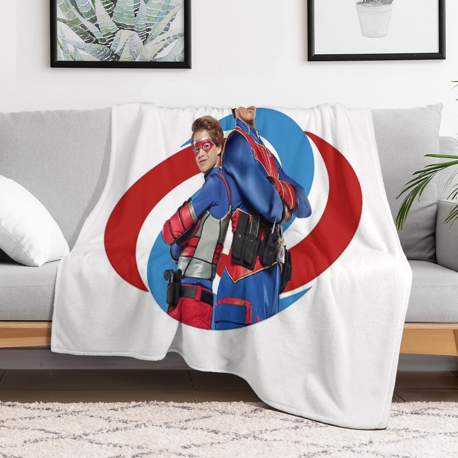 Captain Man And Kid Danger Sustainable Throw Blanket
