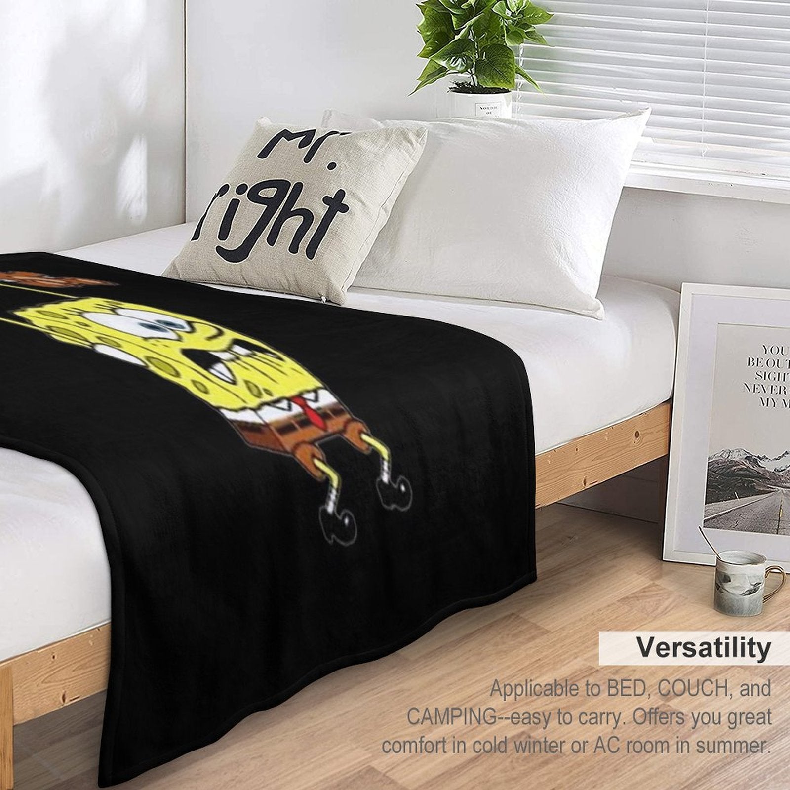 Spongebob Lifting Weights Classic . Compact Throw Blanket