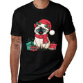 Siamese Cat Xmas Holiday Santa Siamese Cat Christmas Men Women Kids  Rolled Sleeves T-Shirt