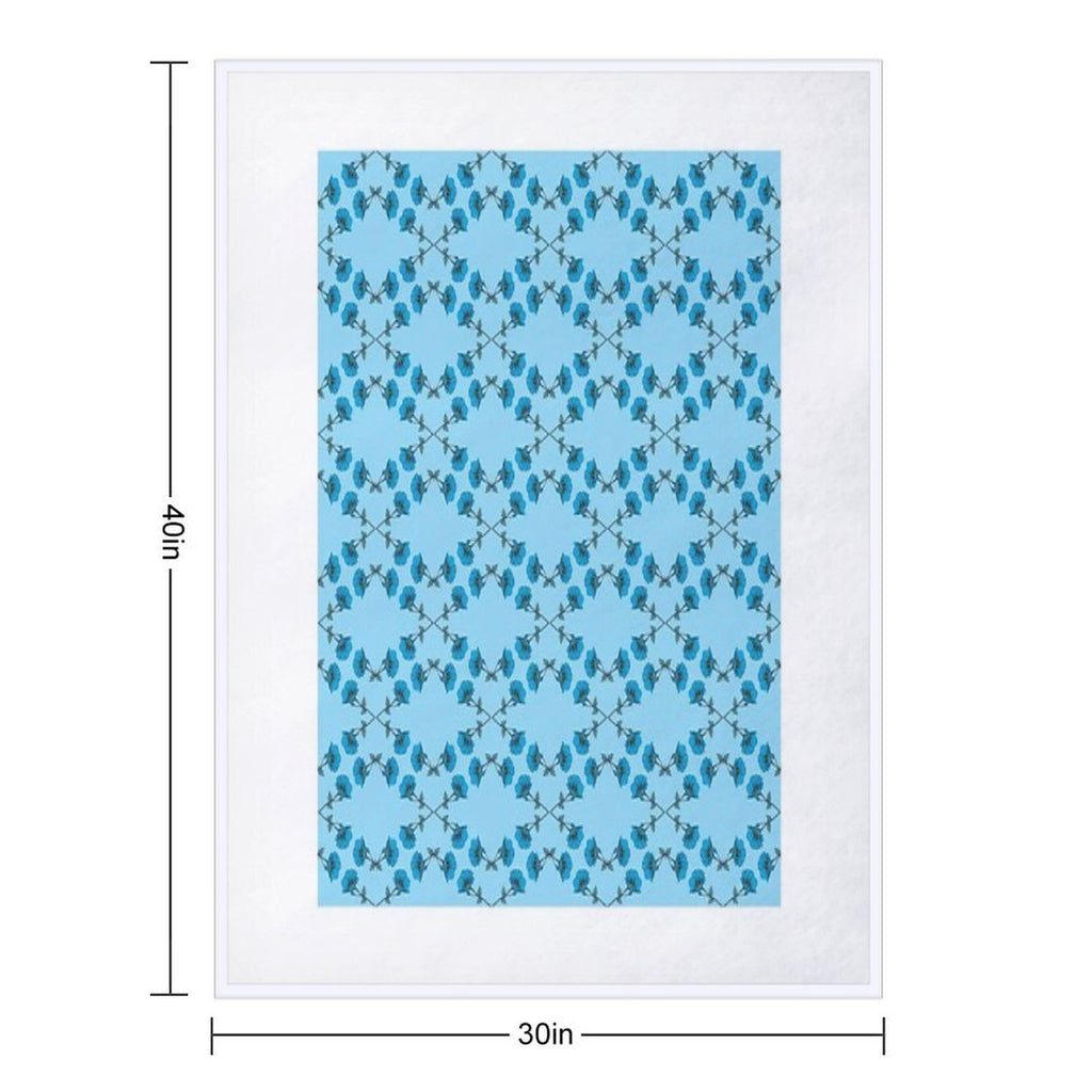 Vibrant Sky Blue Flower Pattern Machine-washable Throw Blanket