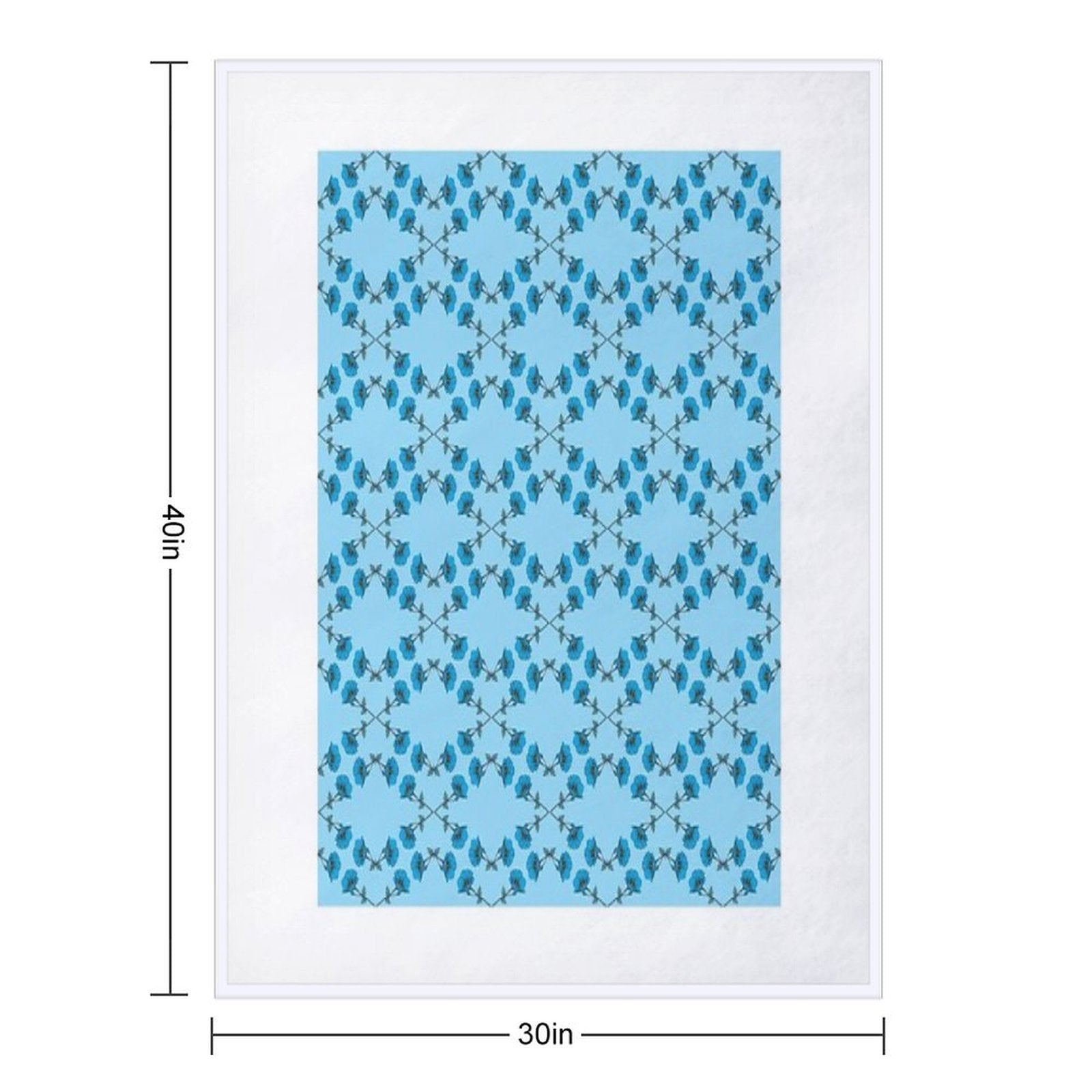 Vibrant Sky Blue Flower Pattern Machine-washable Throw Blanket