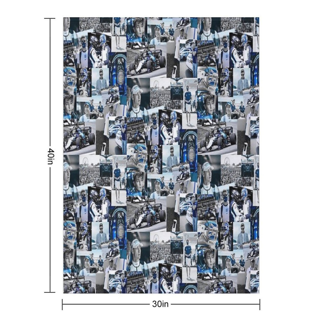George Russle Williams Racing Collage Machine-washable Throw Blanket