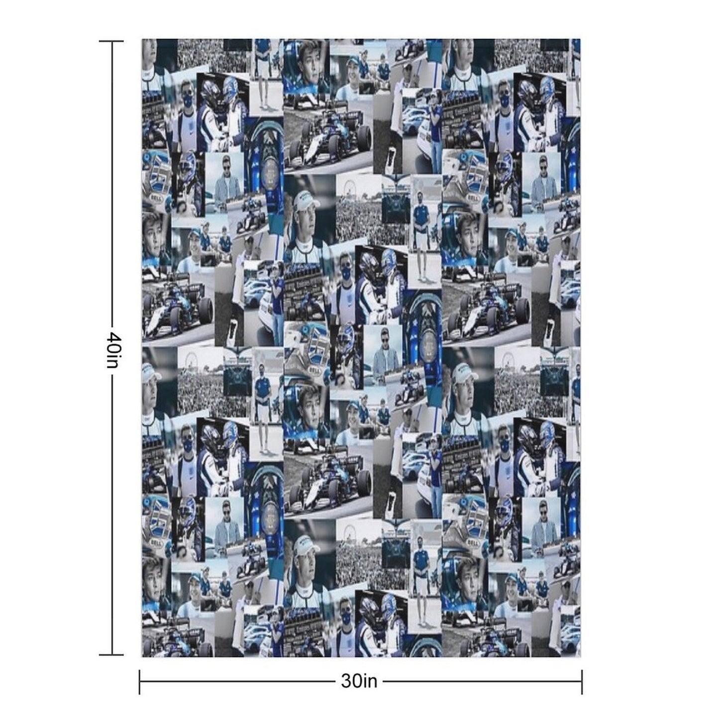 George Russle Williams Racing Collage Machine-washable Throw Blanket