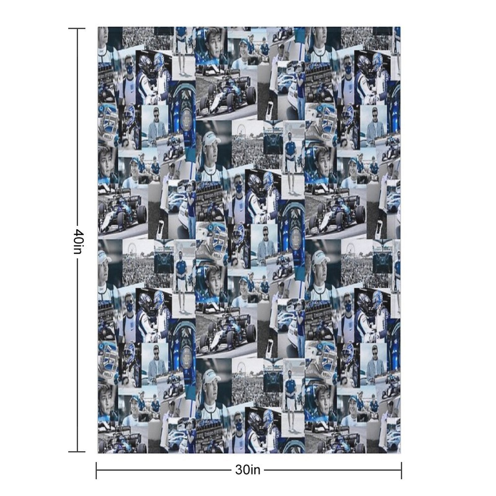 George Russle Williams Racing Collage Machine-washable Throw Blanket