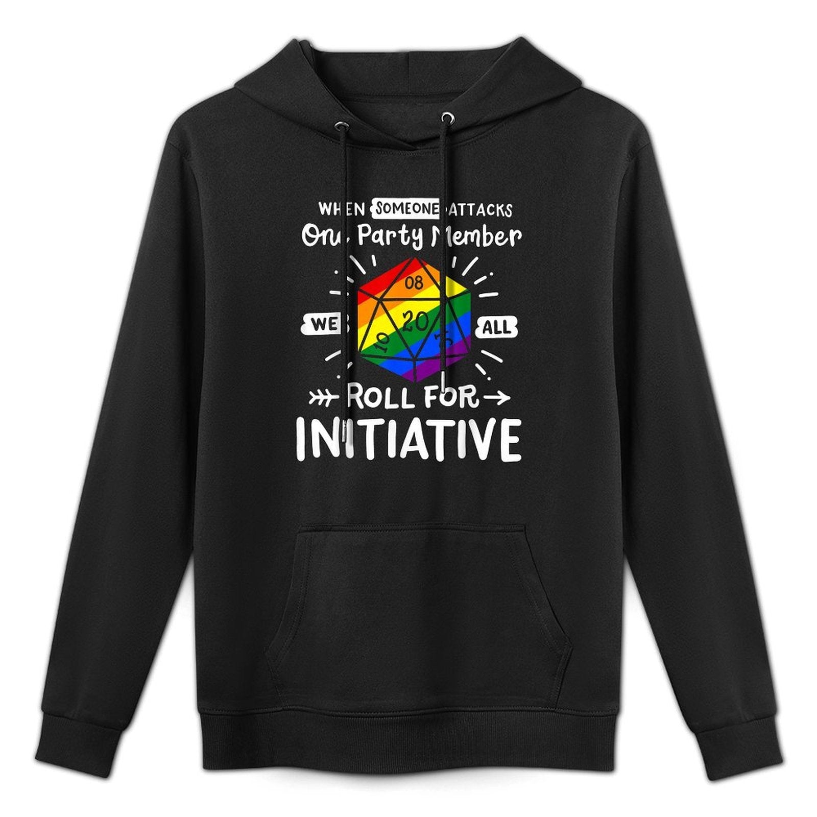 When Someone Attacks One Party Member Gay D20 LGBTQ Ally Machine Washable Hoodie