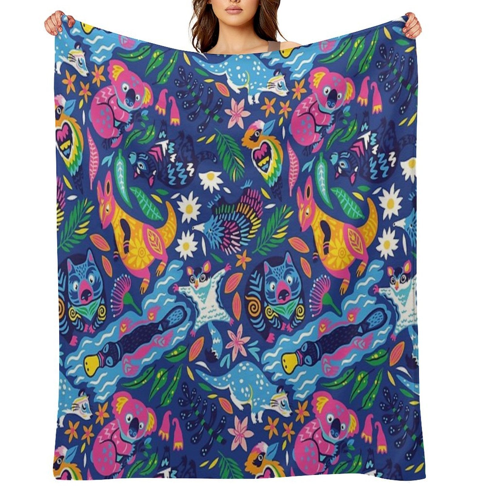 Decorative Australian Animals Velvety-soft Throw Blanket
