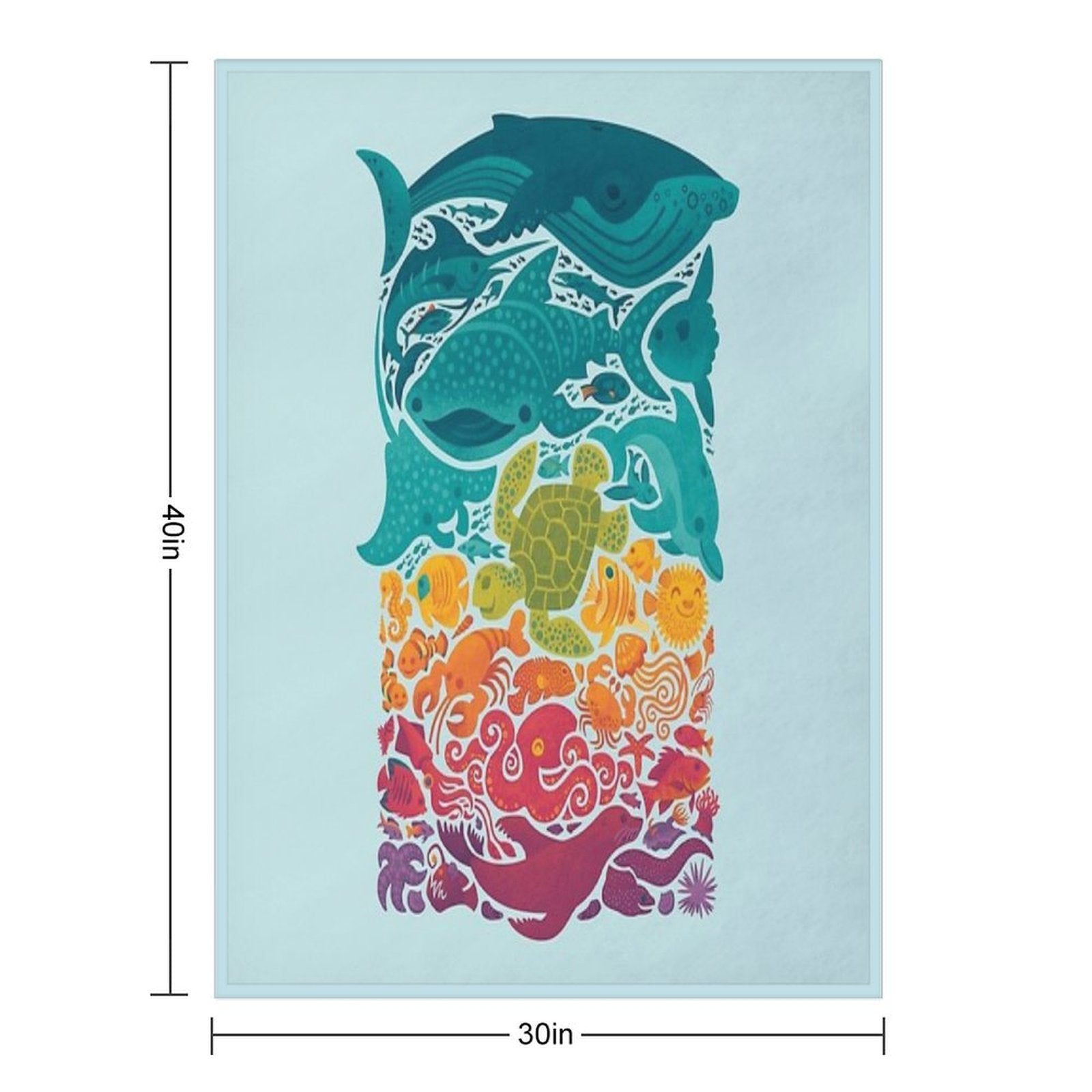 Aquatic Spectrum  Light Blue Versatility Throw Blanket