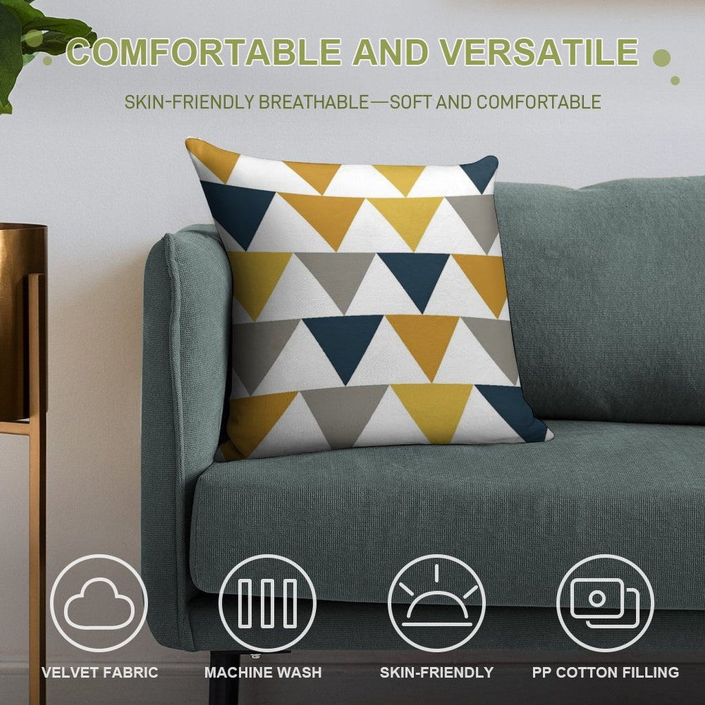 Arrows Light Mustard Yellow, Dark Mustard Yellow, Dark Blue, Grey, And White Geometric Pattern Soft Ultra-Soft Texture Throw Pillow