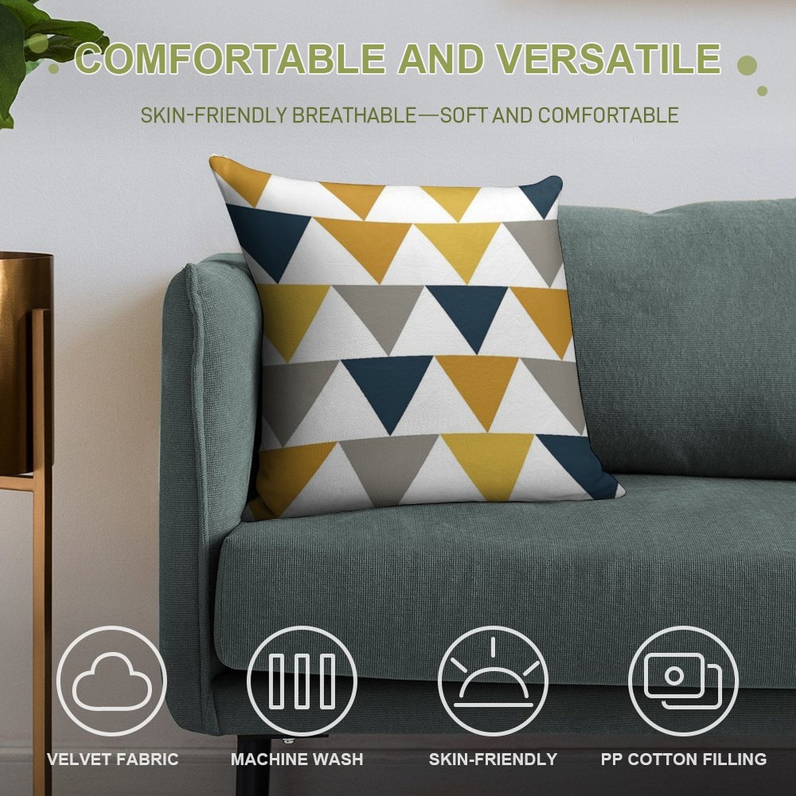 Arrows Light Mustard Yellow, Dark Mustard Yellow, Dark Blue, Grey, And White Geometric Pattern Soft Ultra-Soft Texture Throw Pillow