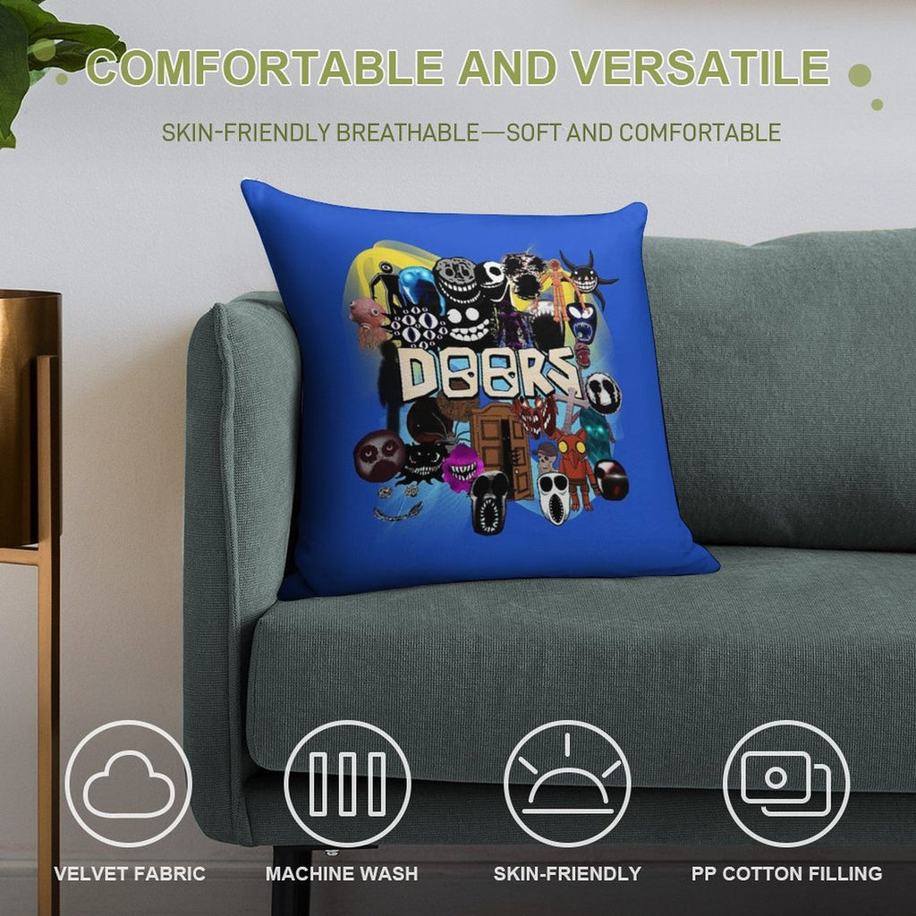 Doors All The Entities New Doors Game Update Soft Reinforced Edging Throw Pillow