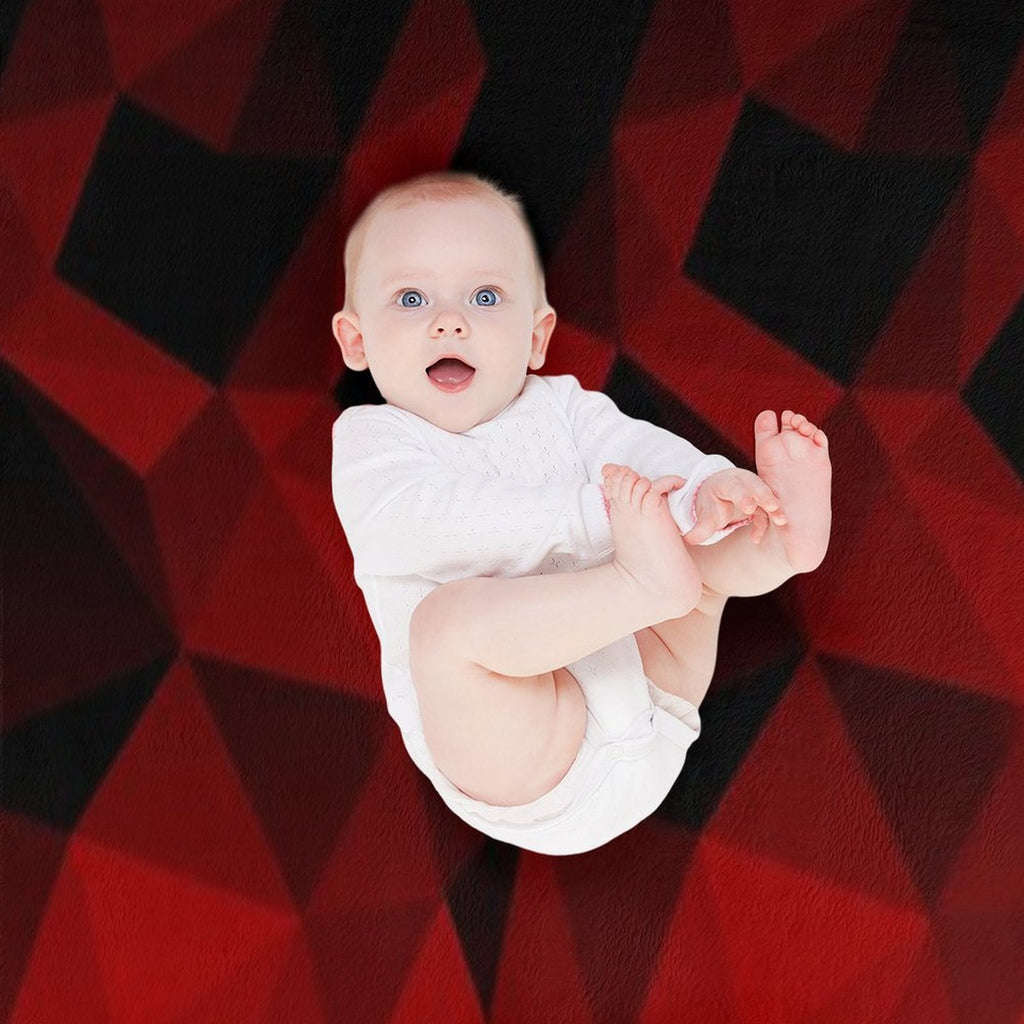 Abstract Polygonal Pattern .Red, Black Triangles. Premium Throw Blanket