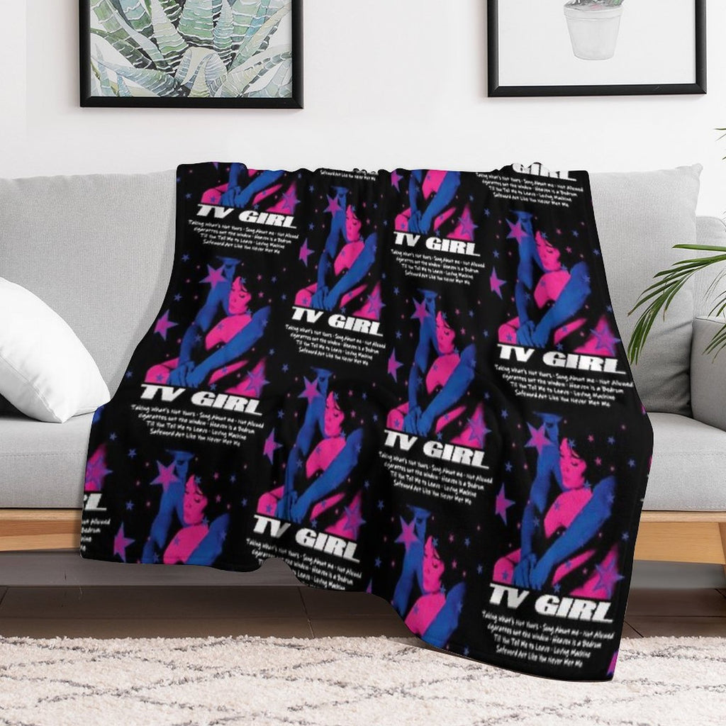 TV Girl Vintage Machine-washable Throw Blanket