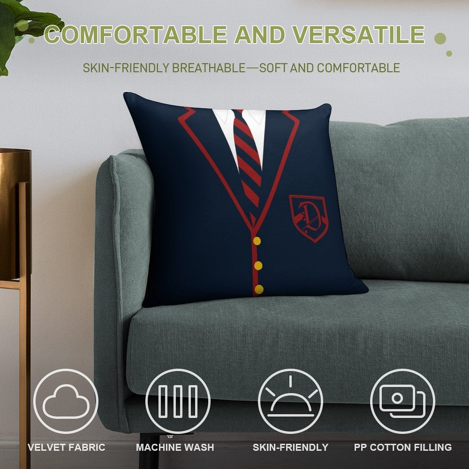 Dalton Academy's The Warblers Soft Hidden Zipper Throw Pillow
