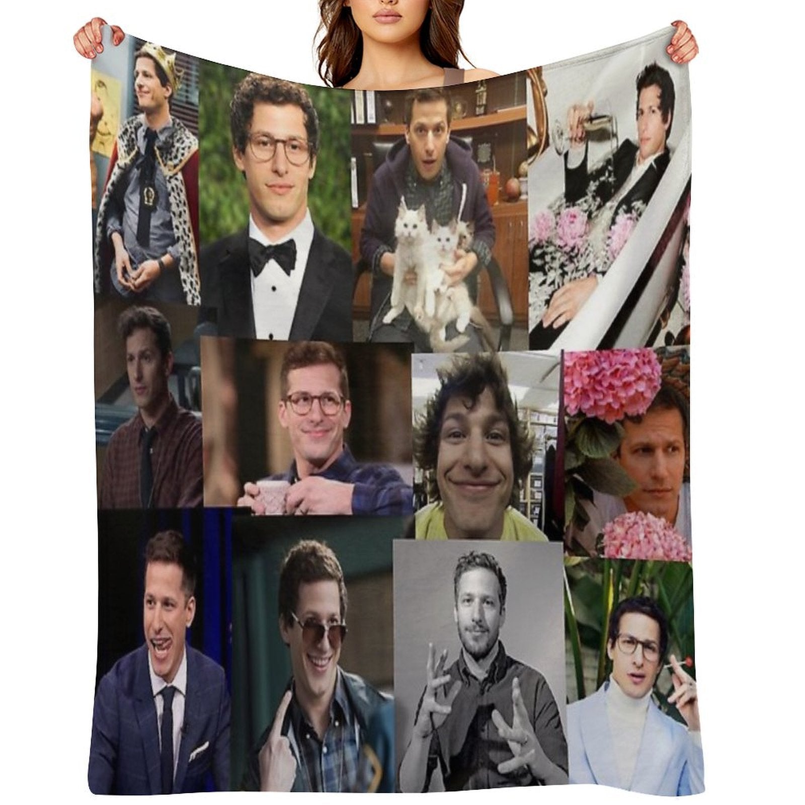 Andy Samberg (jake Peralta) Pic Collage Easy Care Throw Blanket