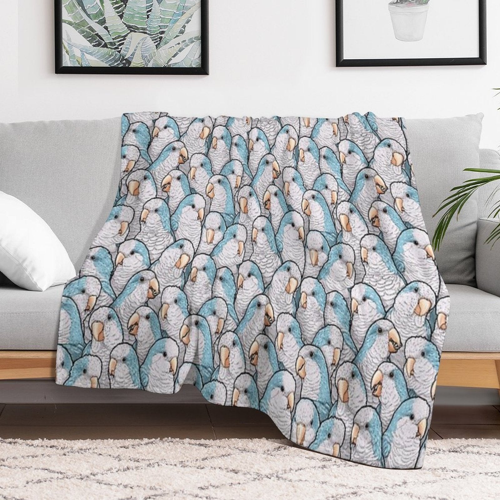 Blue Quaker Monk Parakeets All-season Throw Blanket