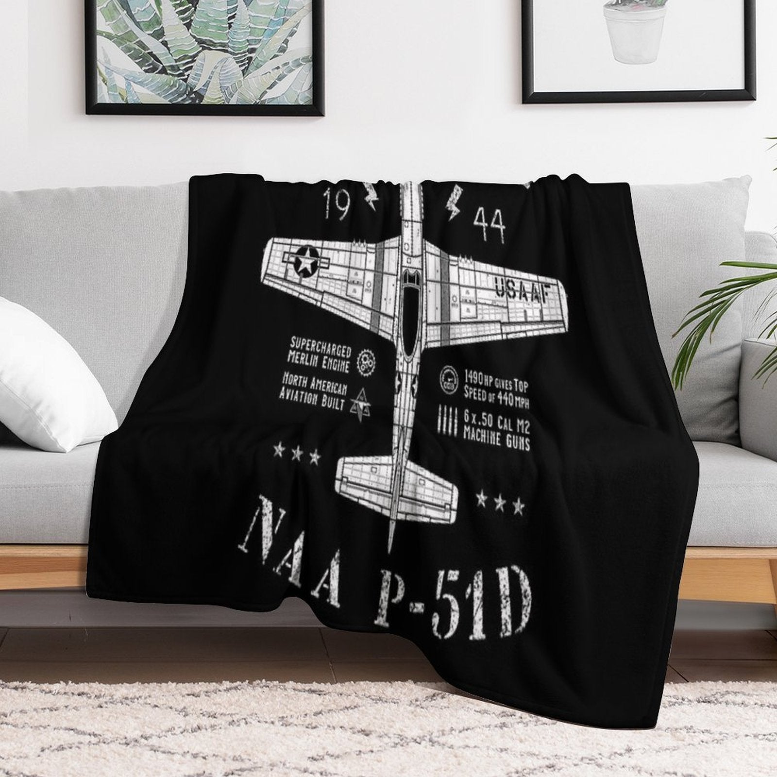 P-51 Mustang Sustainable Throw Blanket