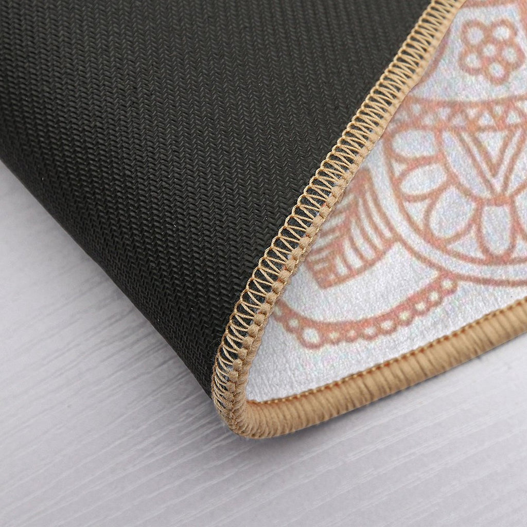 Rose Gold Mandala on White Marble  Easy To Clean Bath Mat
