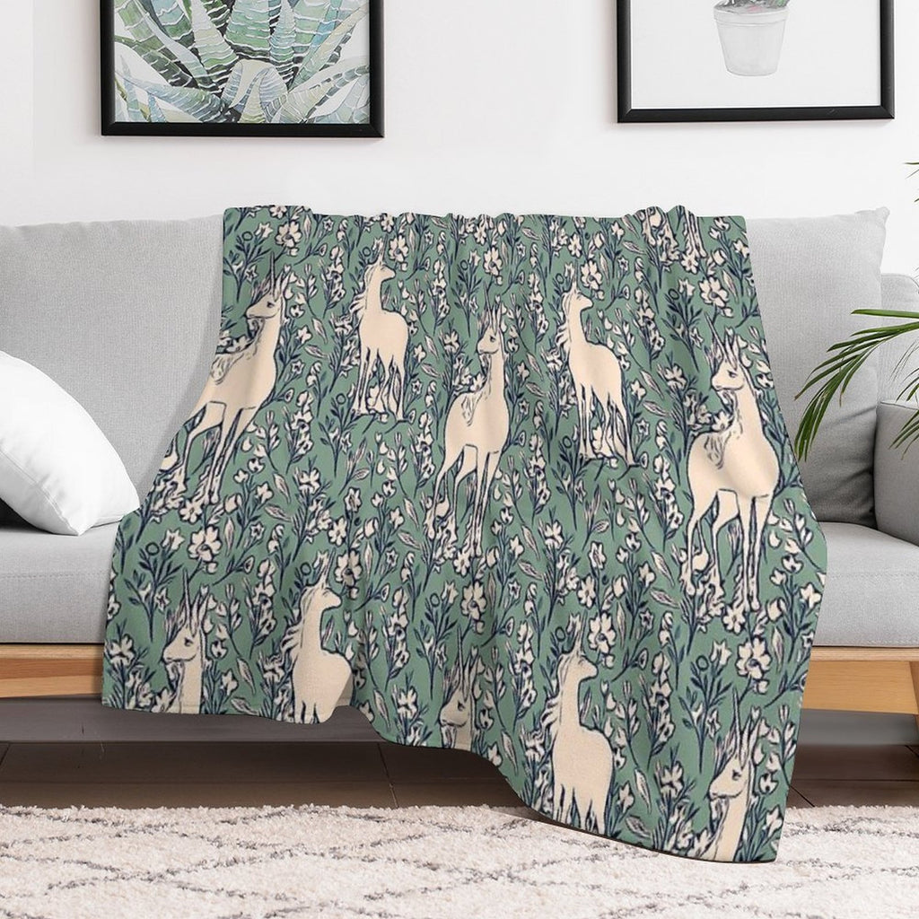 The Last Unicorn Ethereal Forest Print Comfort Throw Blanket