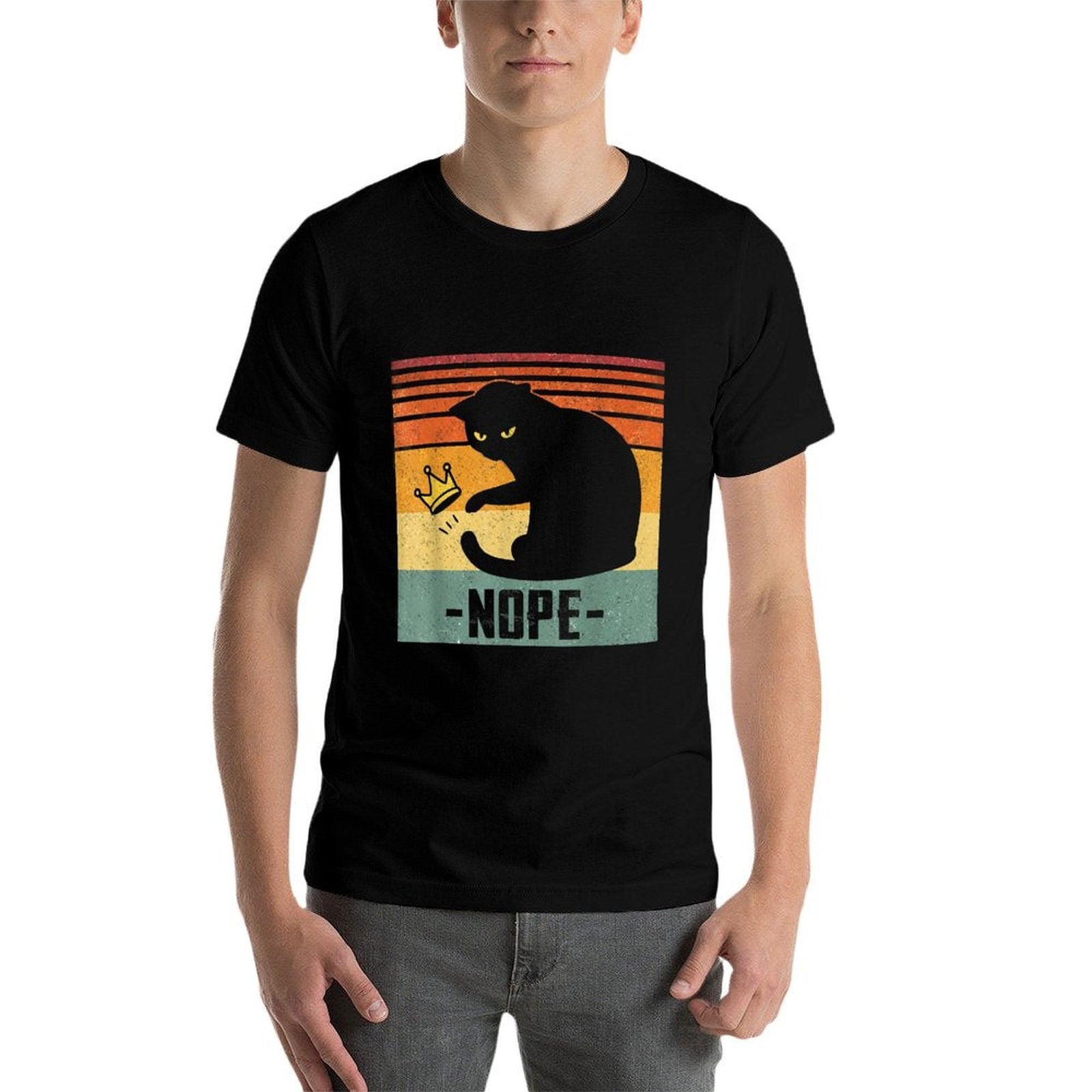 No Kings In America Black Cat Funny Cat Kicking Crown  Rolled Sleeves T-Shirt