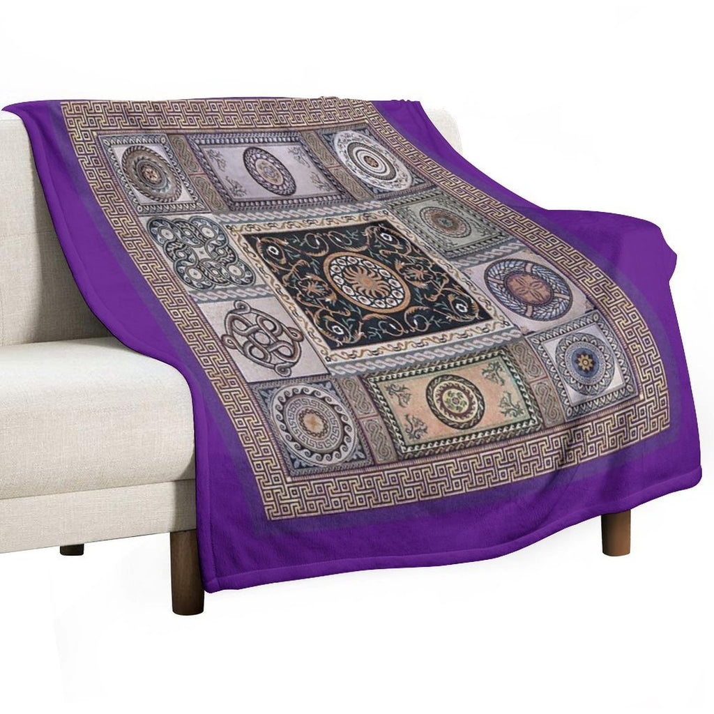 Roman Mosaic - Purple Velvety-soft Throw Blanket