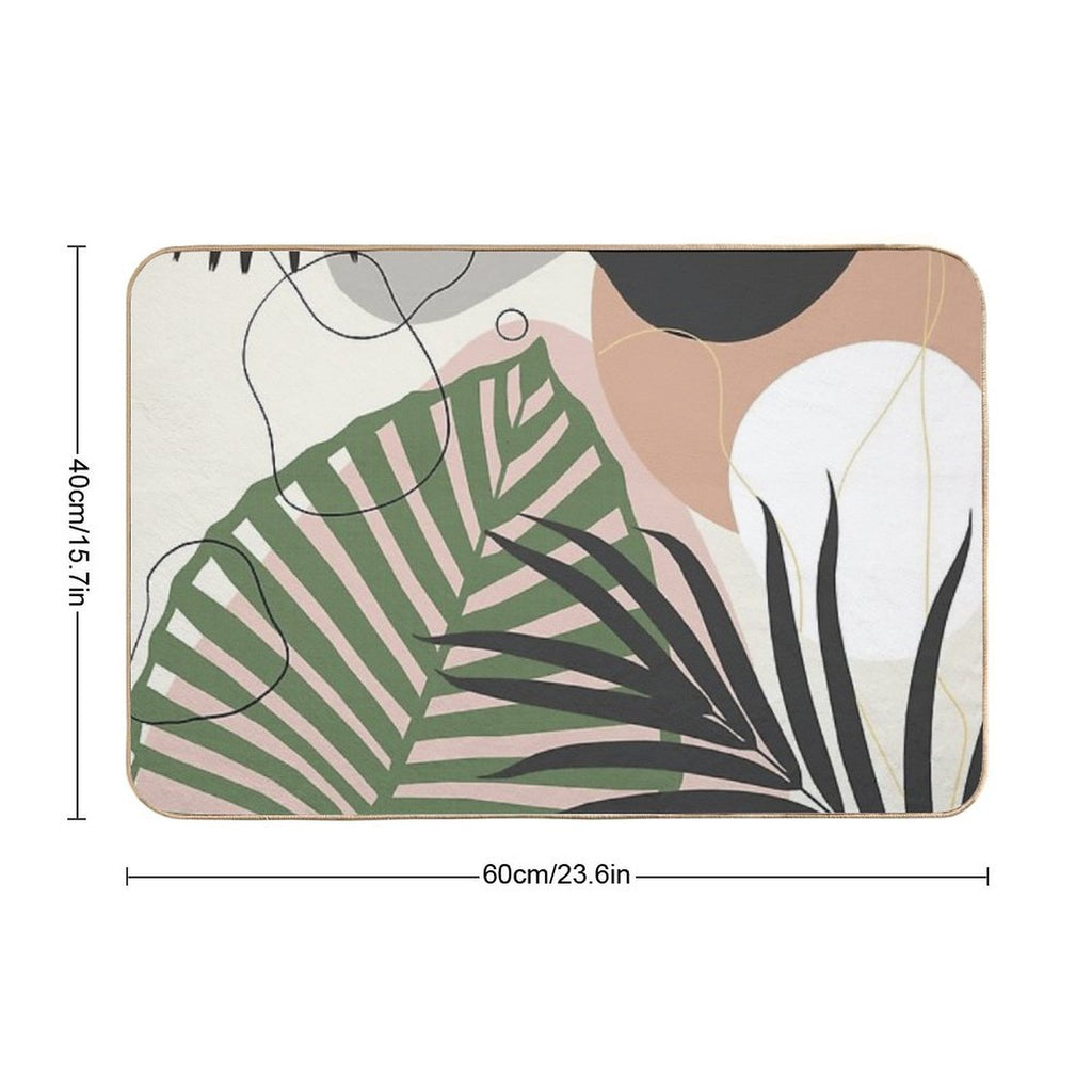 Minimal Jungle Leaves Finesse #2 #tropical #decor #art  Easy Maintenance Bath Mat