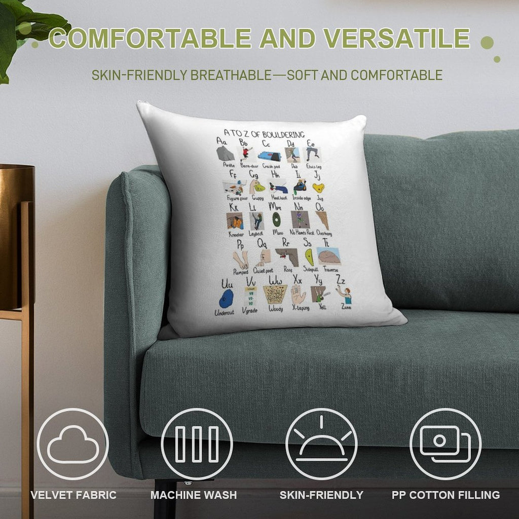 A to Z of Bouldering Soft Home Decor Throw Pillow