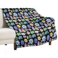 Cute Microbes Bacteria, Virus, Ecoli MicroBiology Seamless Pattern Sticker Pack. Lightweight Throw Blanket