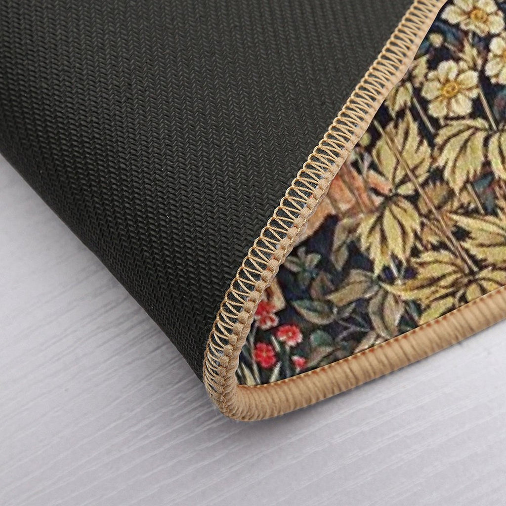 GREENERY,FOREST ANIMALS Pheasant on Autumn Tree,Squirrel,Hares,Red Yellow Floral Tapestry  Anti-Trip Bath Mat