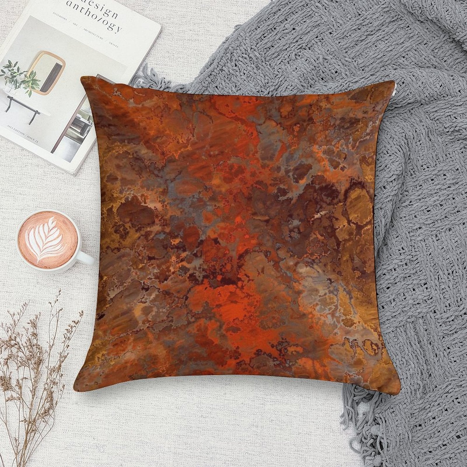 Gold And Rust Soft Luxury Feel Throw Pillow