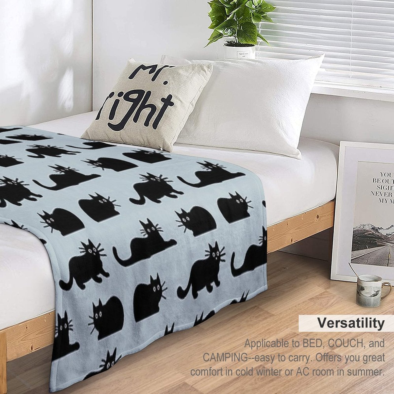 Black Cat Easy Care Throw Blanket