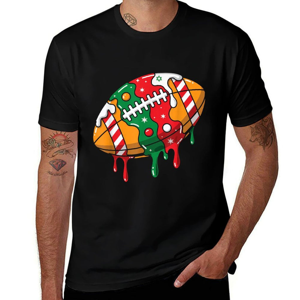Football Christmas Drip  Summer-ready Fabric T-Shirt