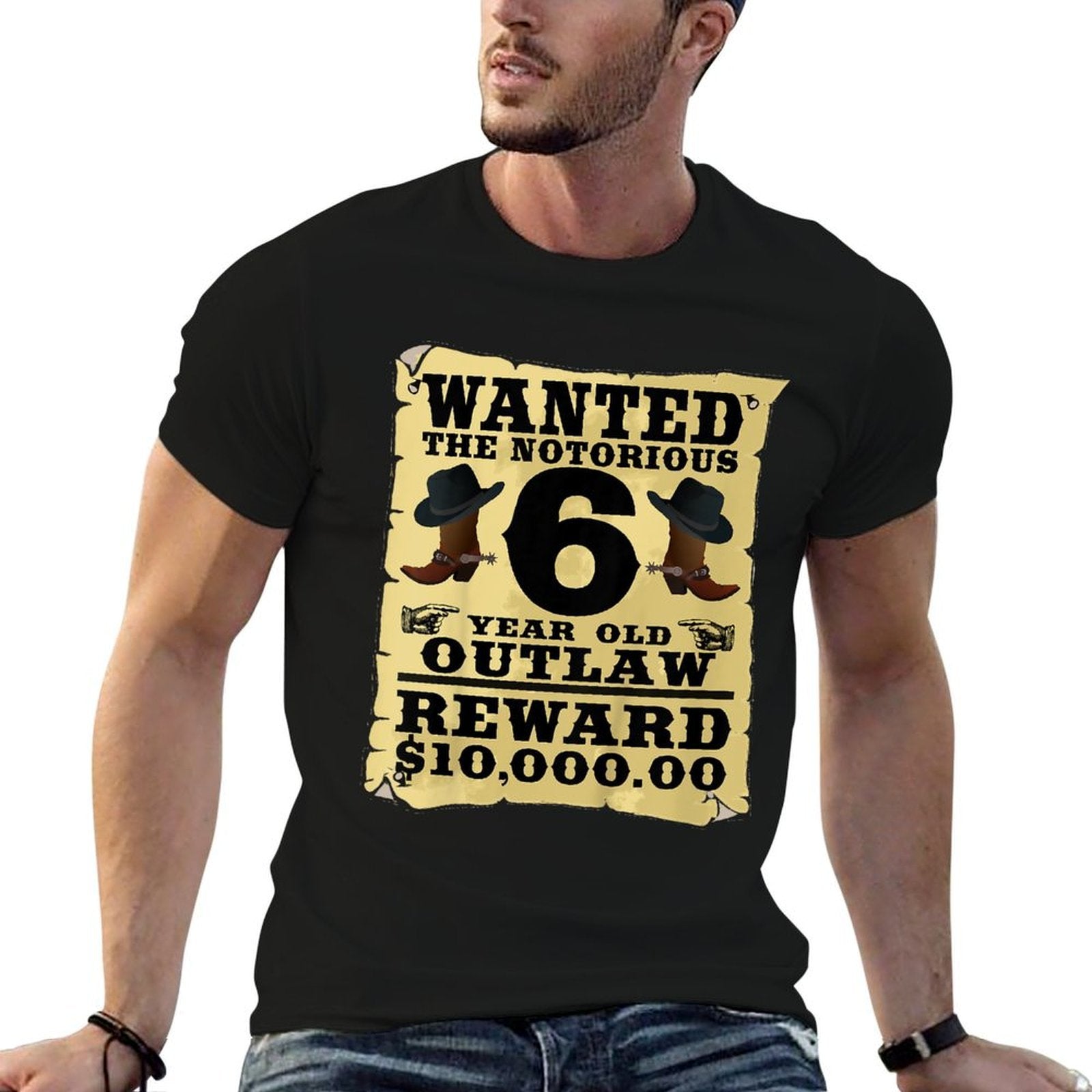 Kids 6 Year Old Cowboy Birthday Party Wild West Western 6th Gift  Slim-fit Cut T-Shirt