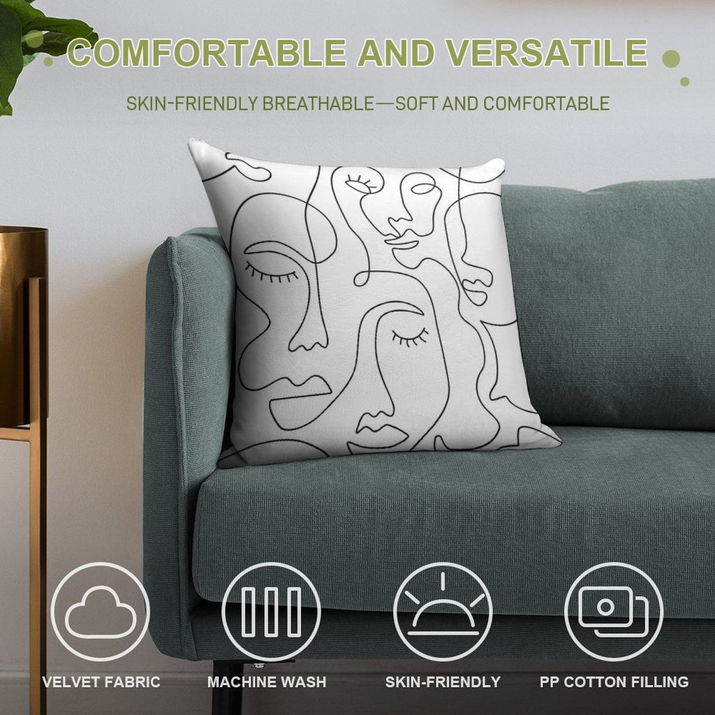 Abstract Faces Soft Warmth Comfort Throw Pillow