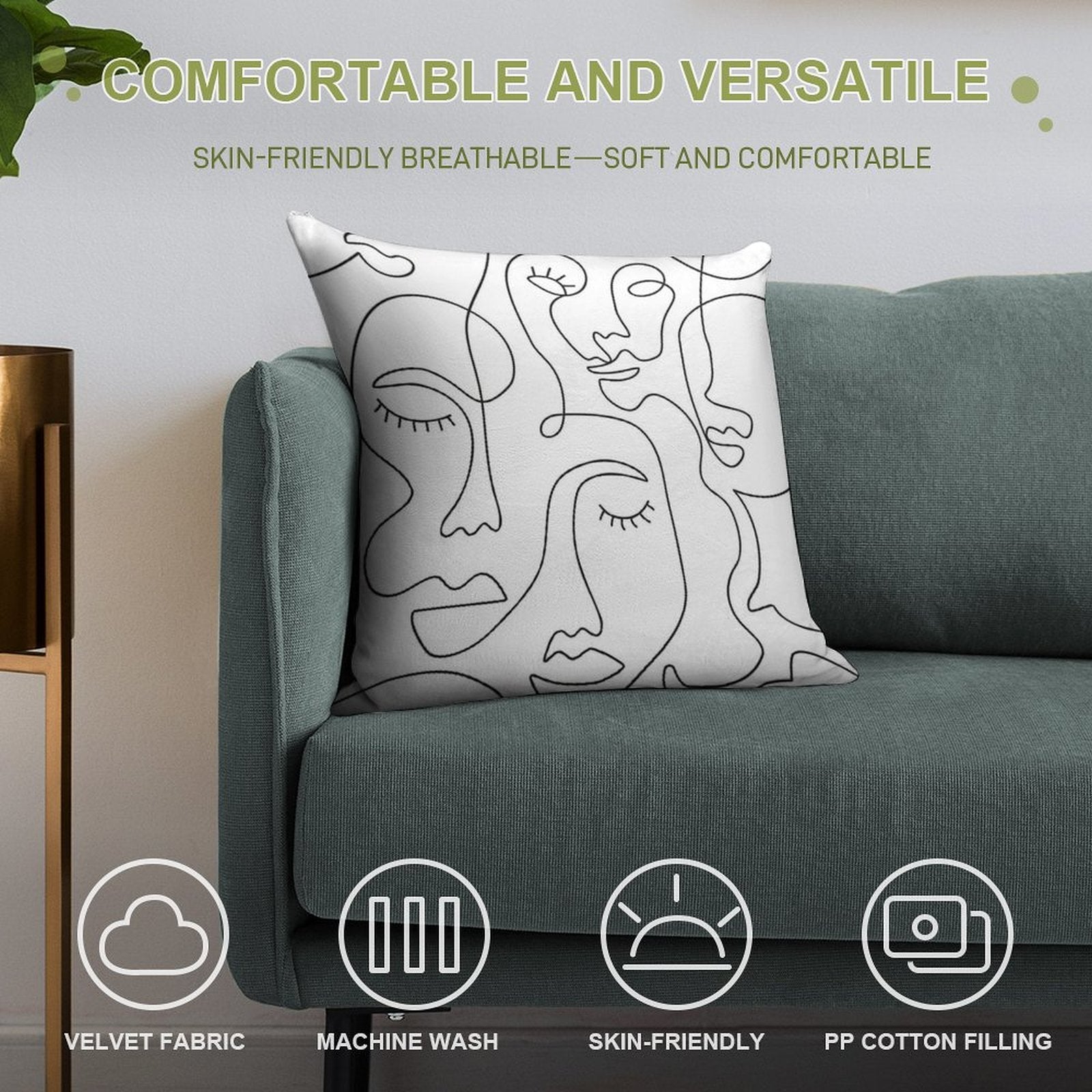 Abstract Faces Soft Warmth Comfort Throw Pillow