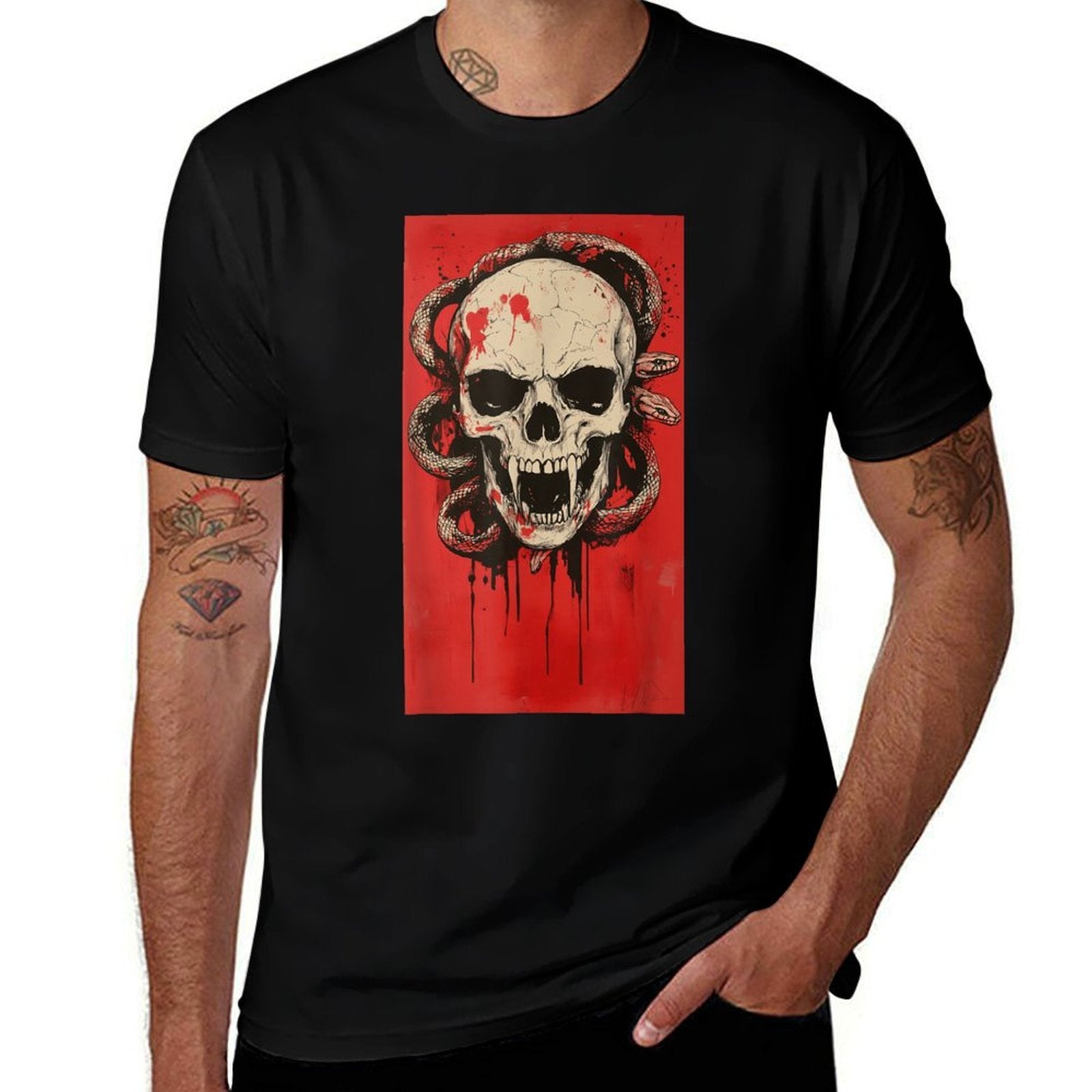 Death Metal Skull Snakes Sinister Skull Art Snake  Soft T-Shirt