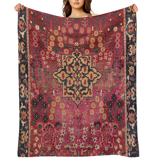 17th Century Persian Vase Carpet Print Durable Throw Blanket