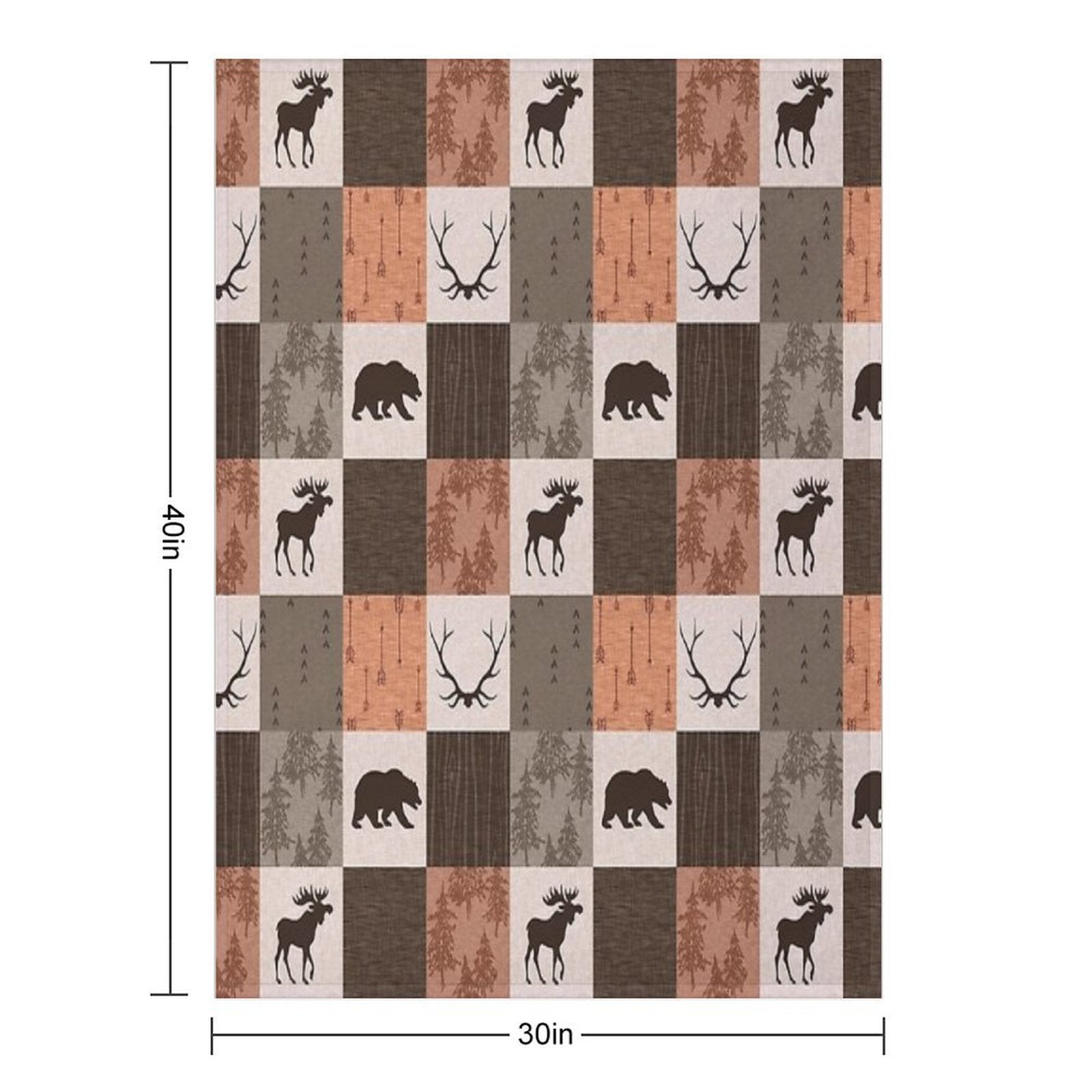 Woodland Patchwork - Rustbrown Easy Care Throw Blanket