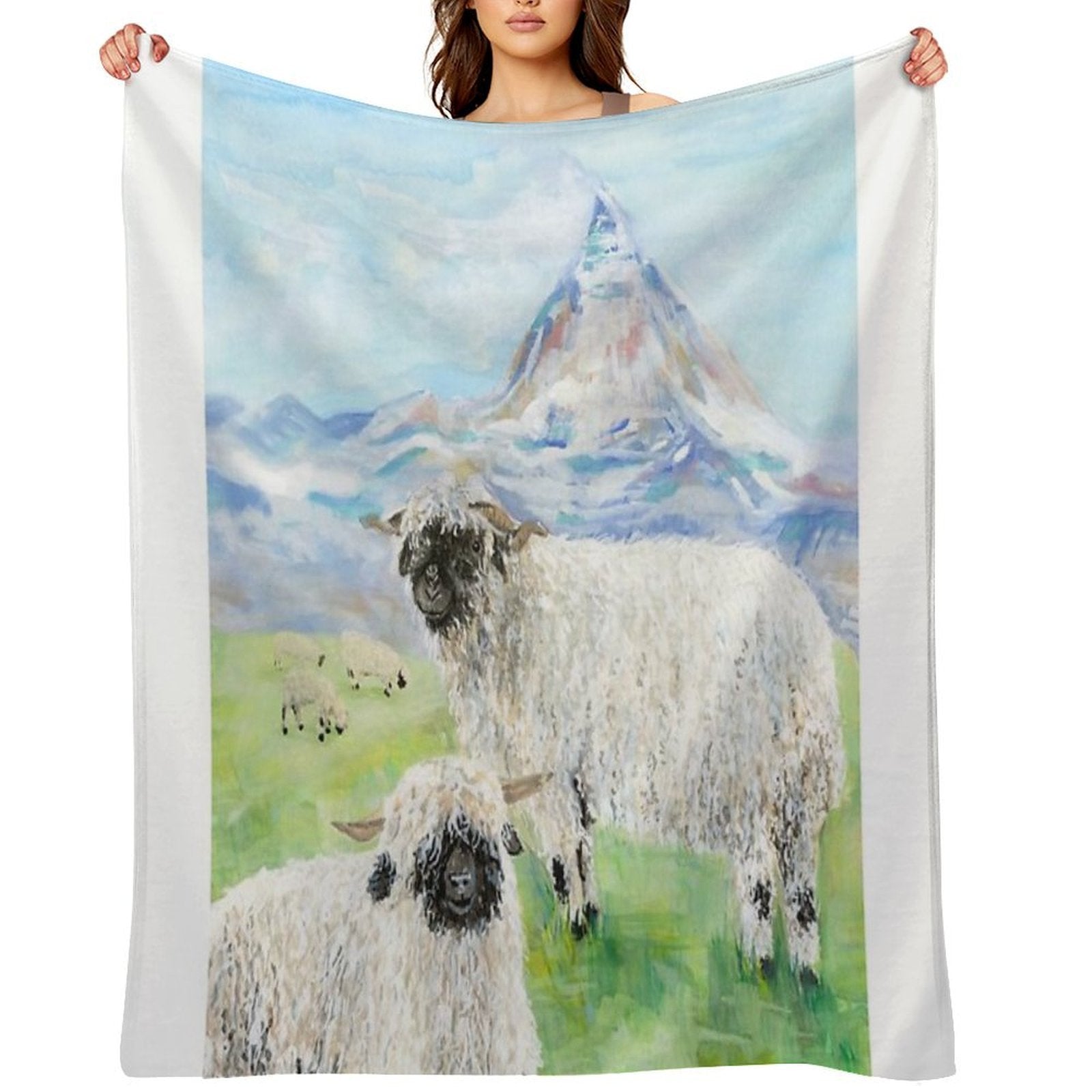 Valais Blacknose Sheep at The Matterhorn Durable Throw Blanket