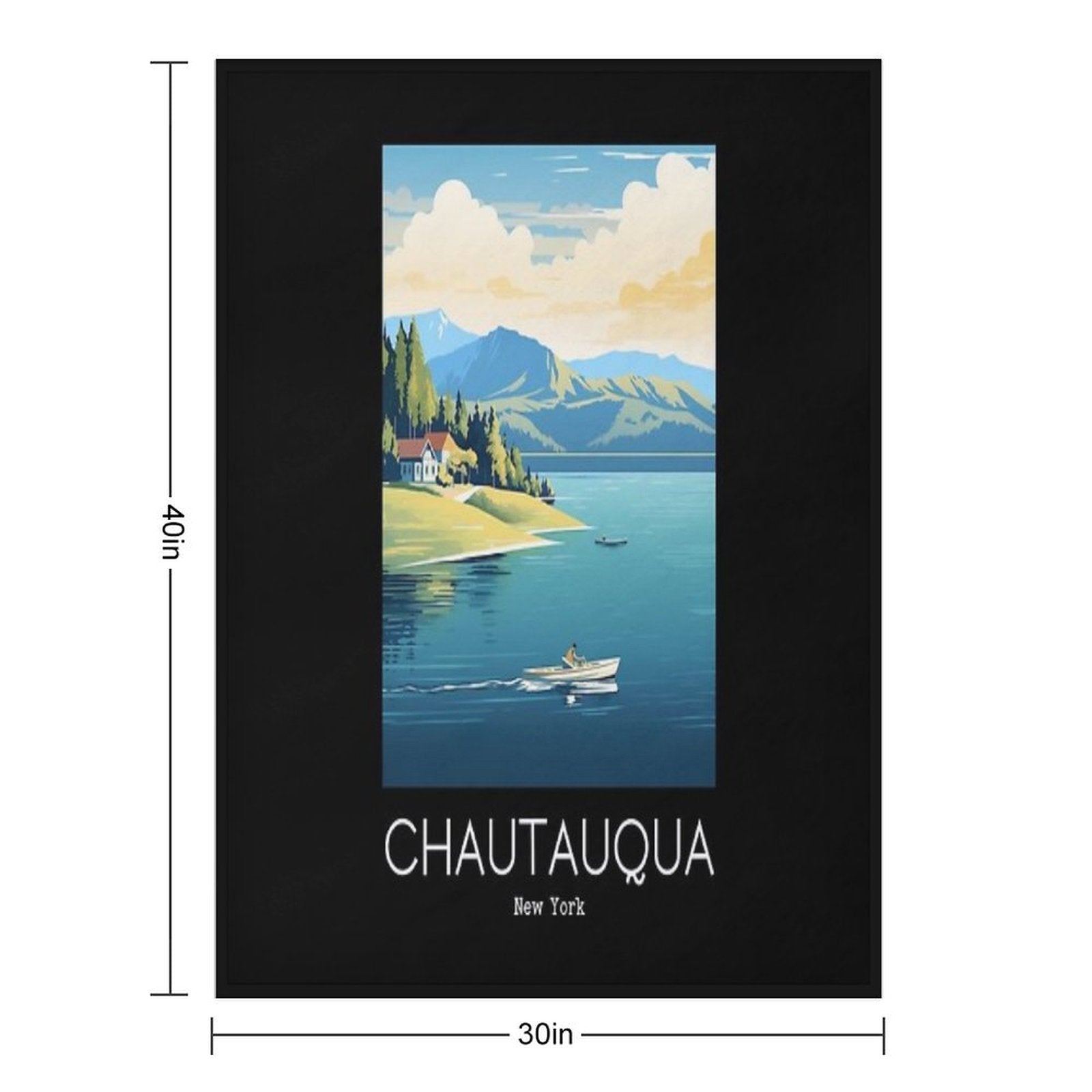 A Vintage Travel Illustration of Chautauqua Lake - New York - US Sustainable Throw Blanket