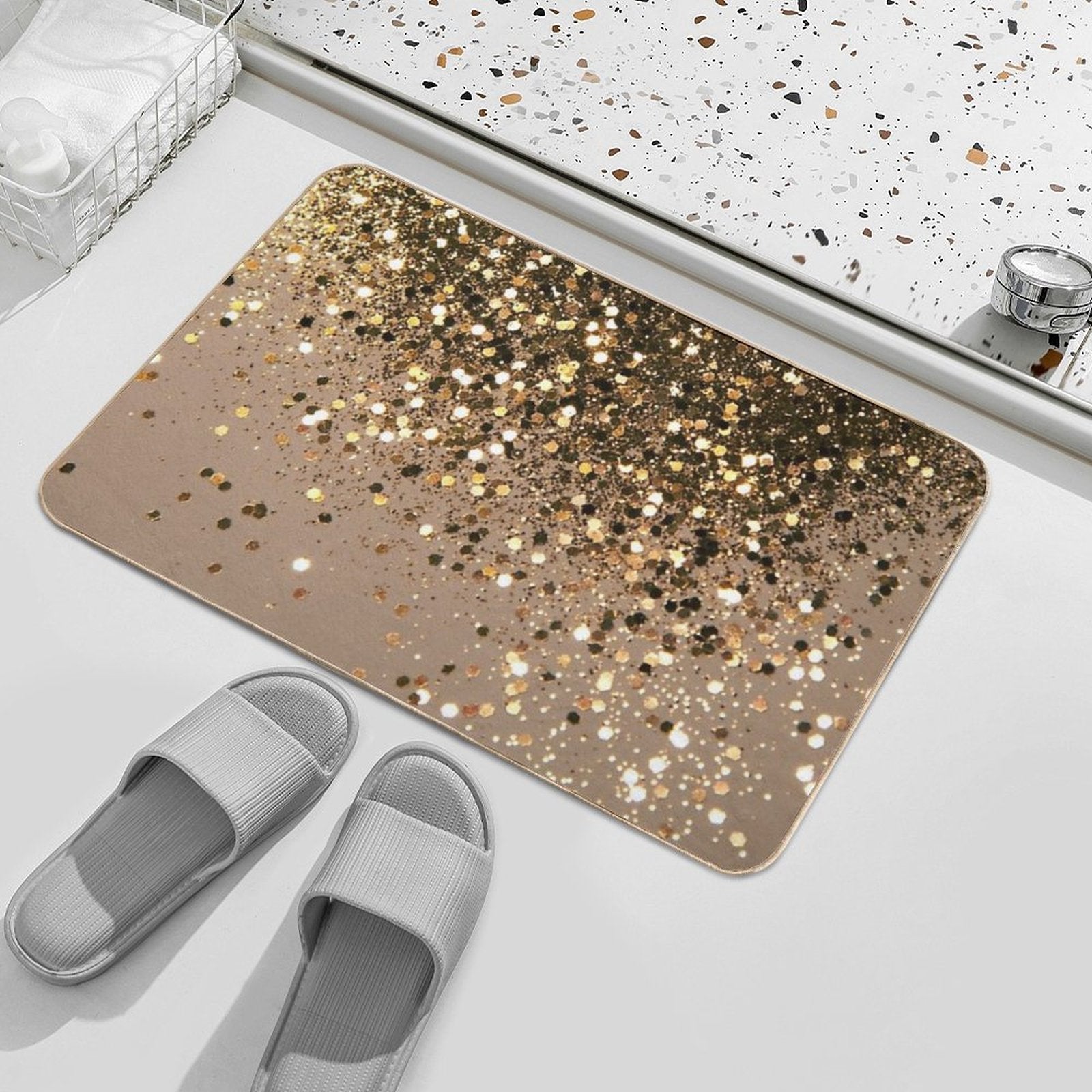 Gold Brown Glam #1 (Photo of Glitter Only - Not Reflective)  Eco-Friendly Bath Mat