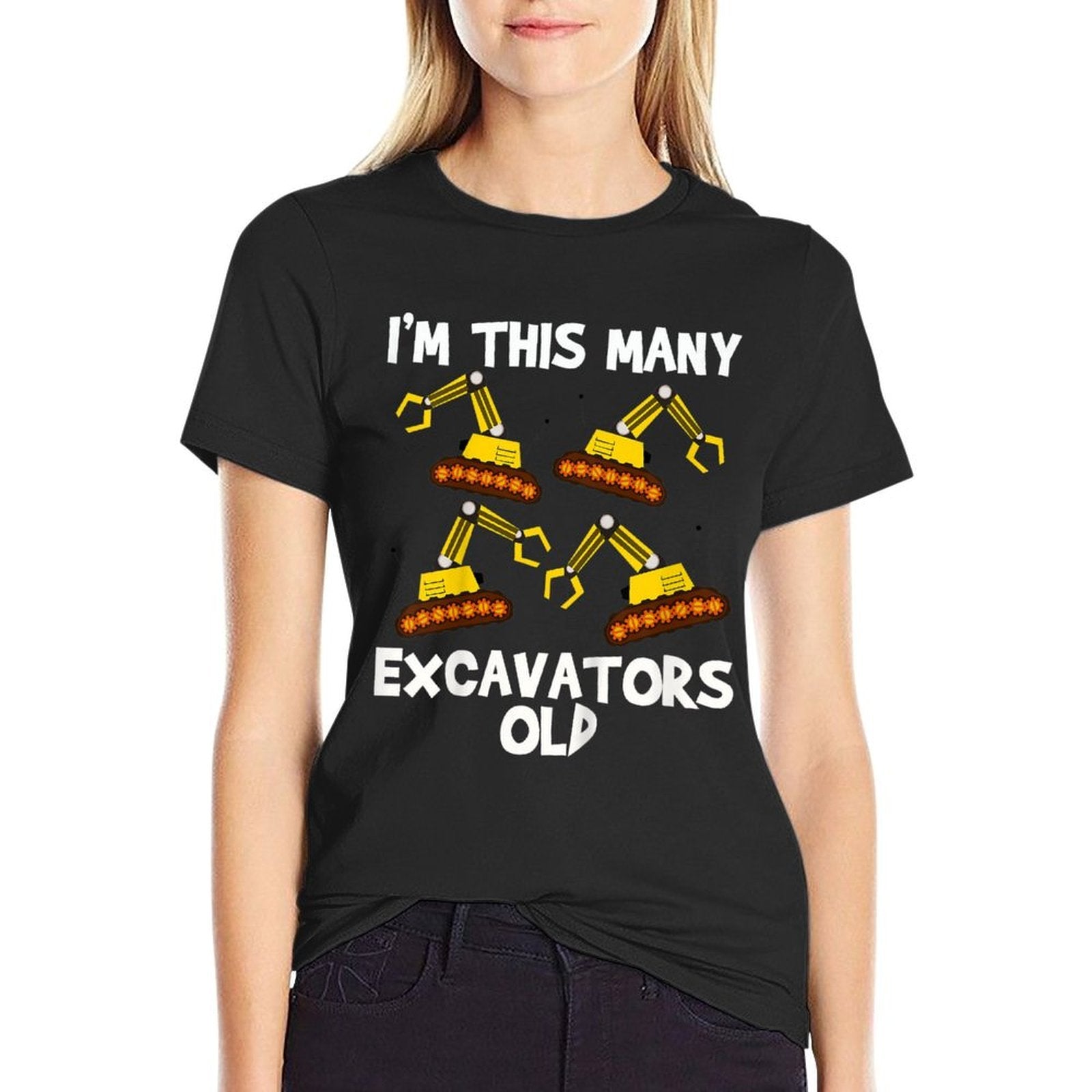 Kids I'm This Many 4 Excavators Old - Funny Bright Kids Birthday  Easy-care T-Shirt