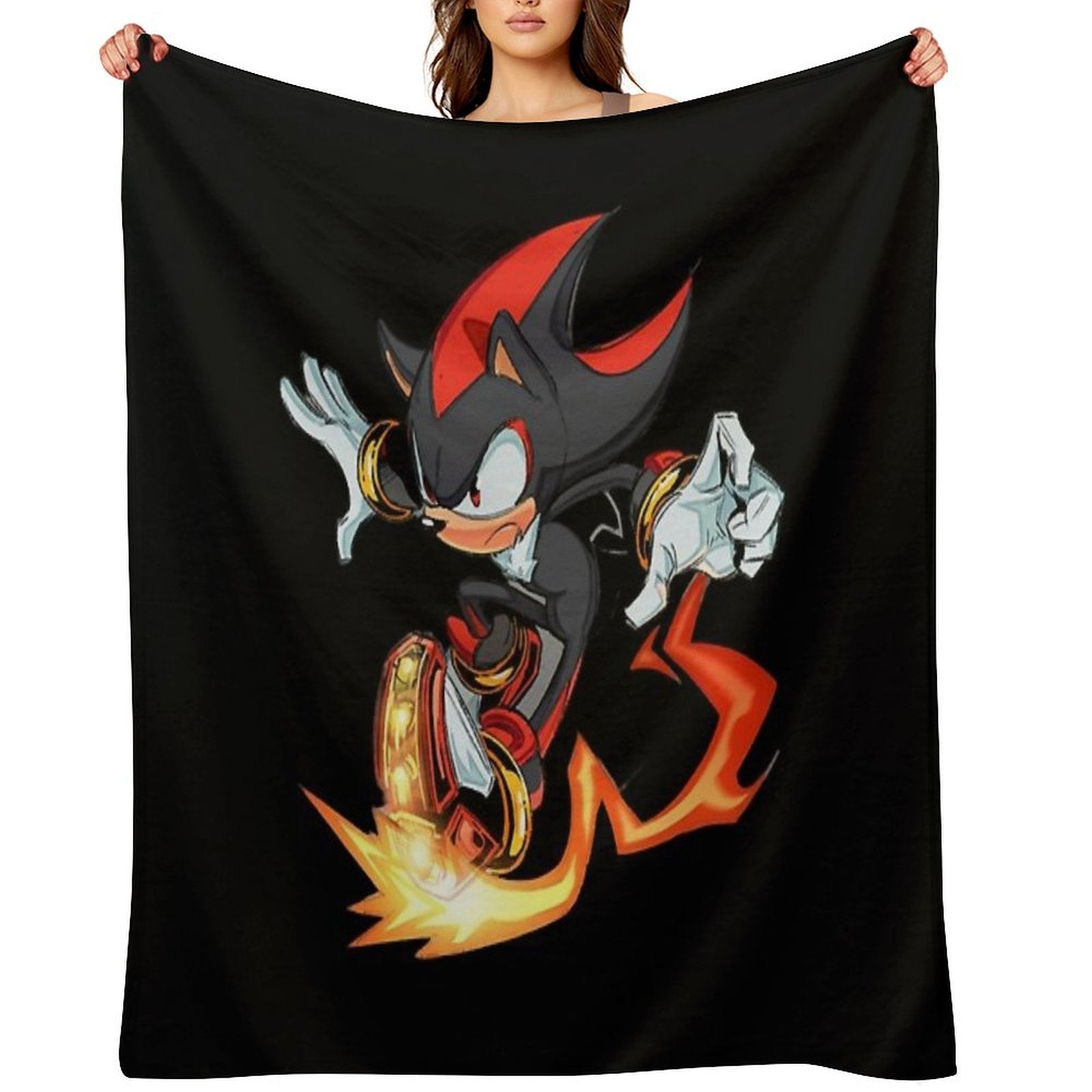 Shadow The Hedgehog Fire Velvety-soft Throw Blanket
